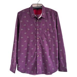 Ted Baker Dog Print Button Up Dress Shirt